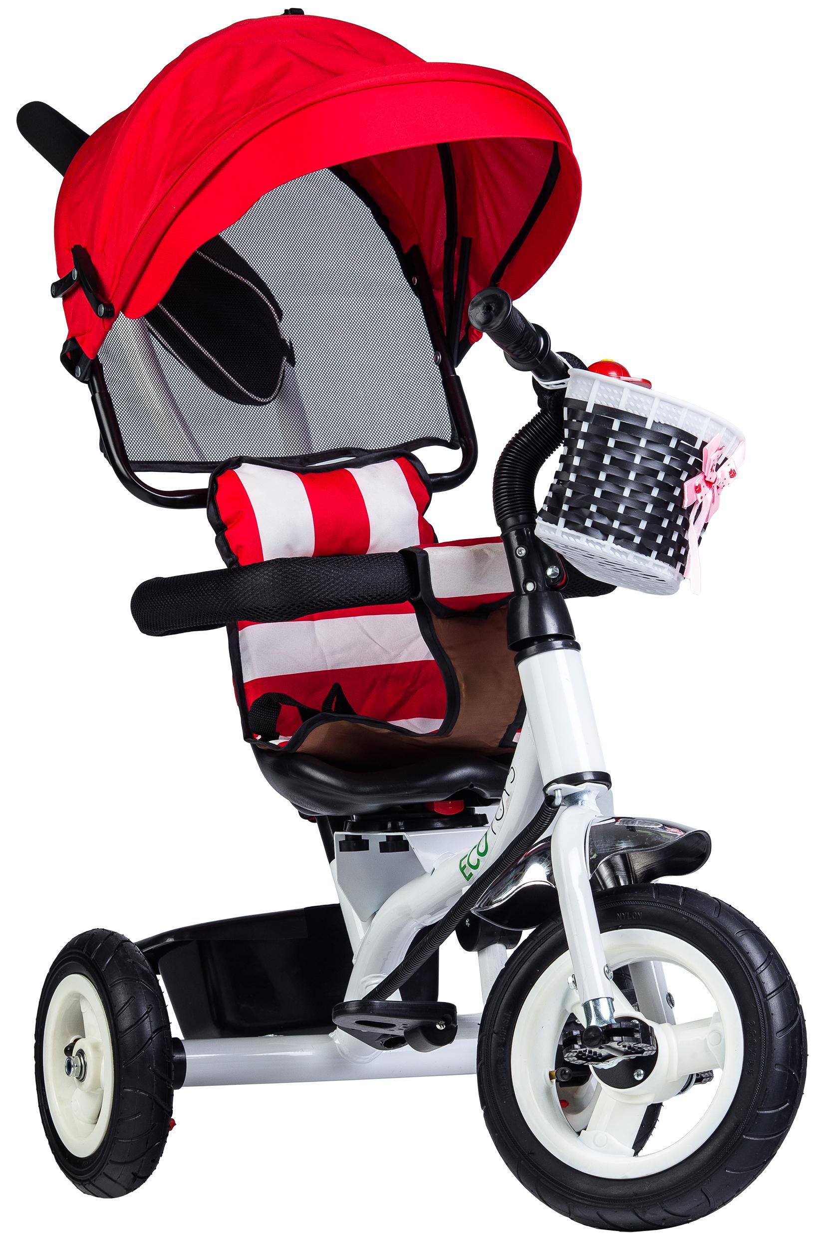 Ecotoys Triratukas Eco Toys, raudoanas-baltas