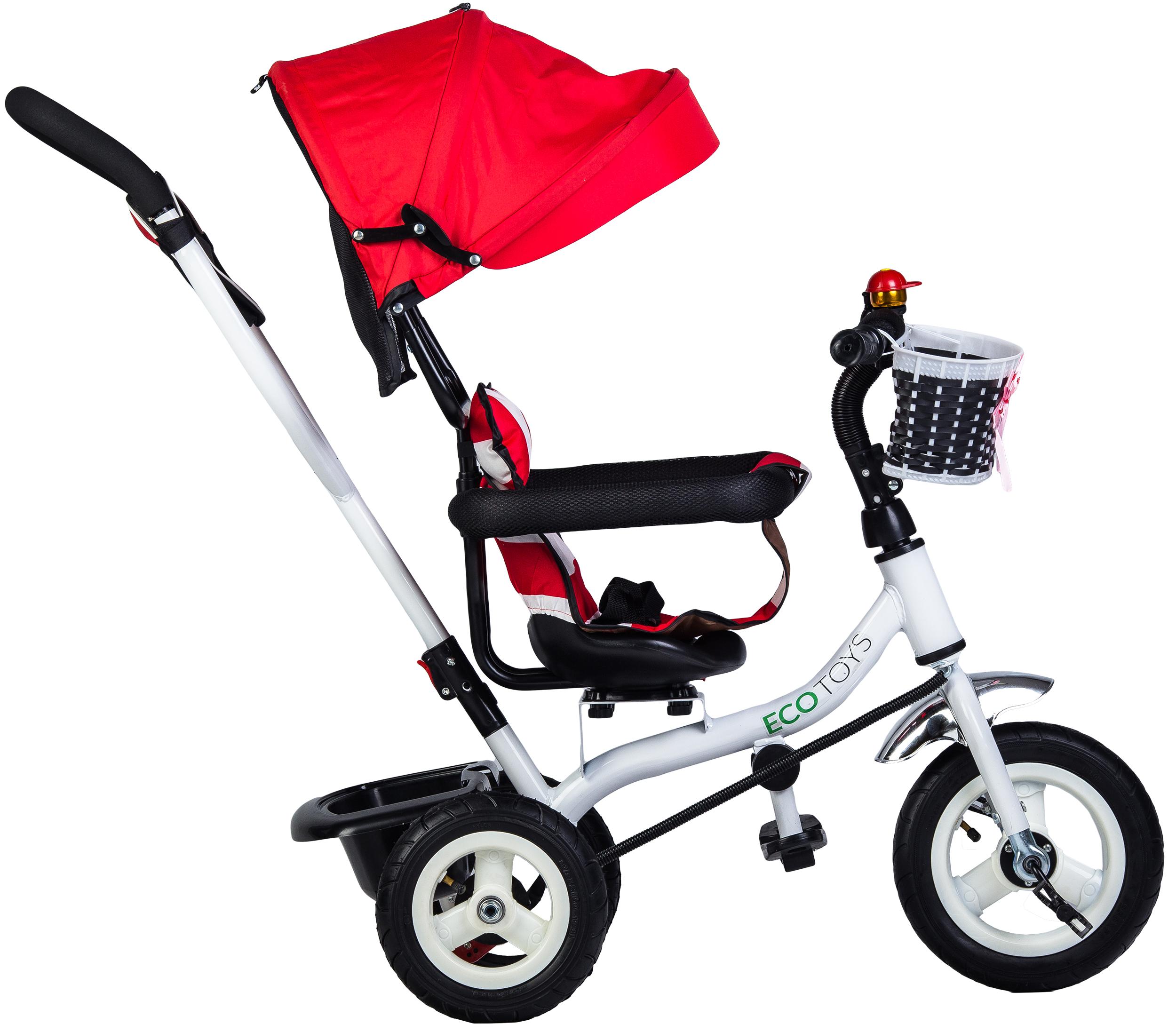 Ecotoys Triratukas Eco Toys, raudoanas-baltas