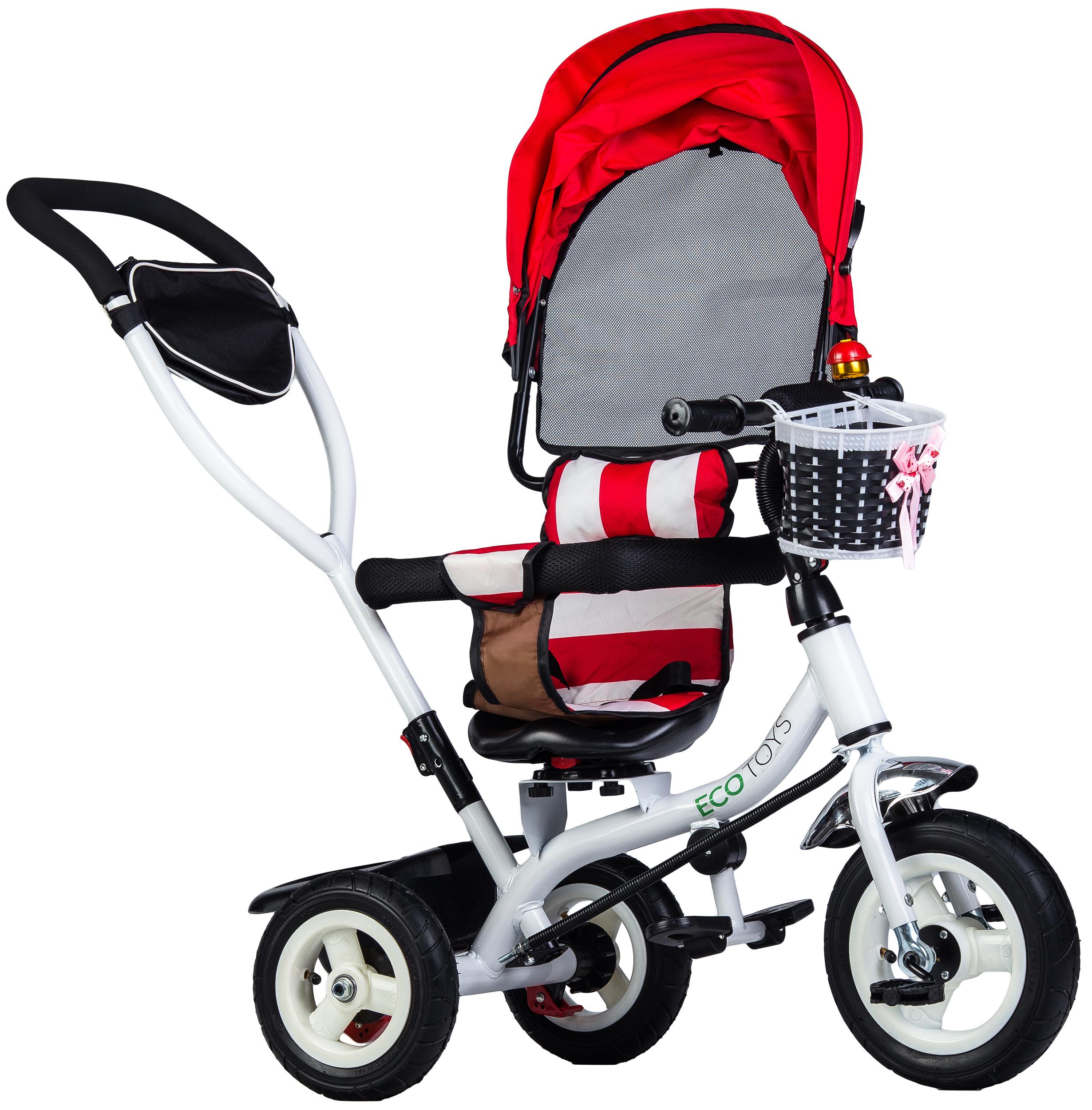 Ecotoys Triratukas Eco Toys, raudoanas-baltas