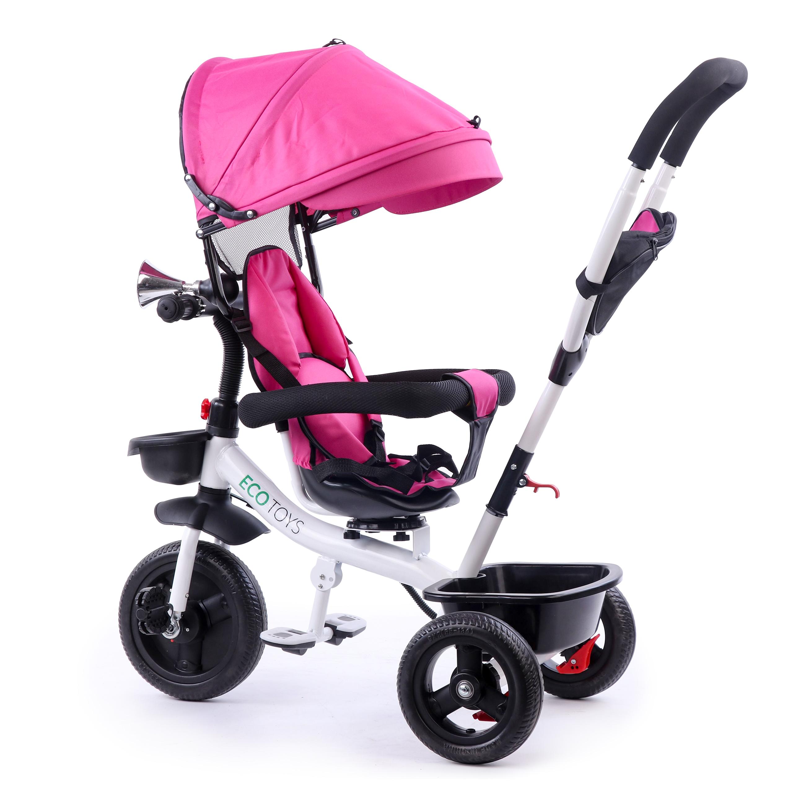 Ecotoys Triratukas su pasukama sėdyne Eco Toys, rožinis