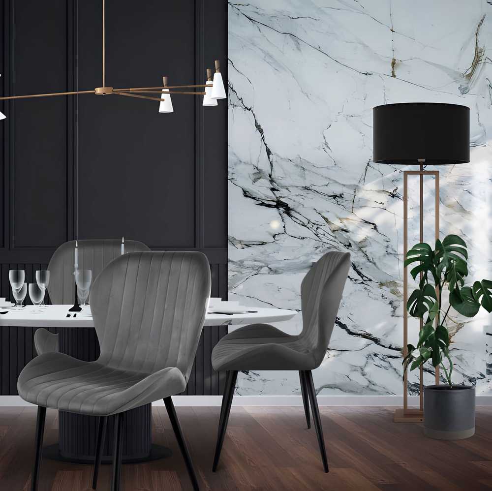 ModernHome by Multistore aksominių virtuvės ir svetainės kėdžių komplektas, 4 vnt.