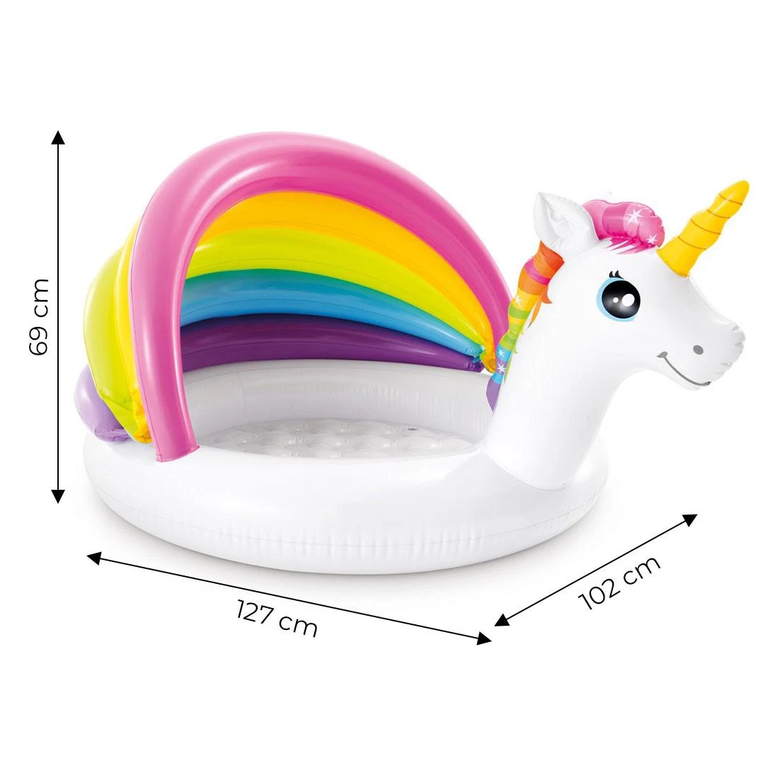 Intex Baby Pool Unicorn Baltas / Spalvotas, Amžius 1-3, 127 x 102 x 69 cm