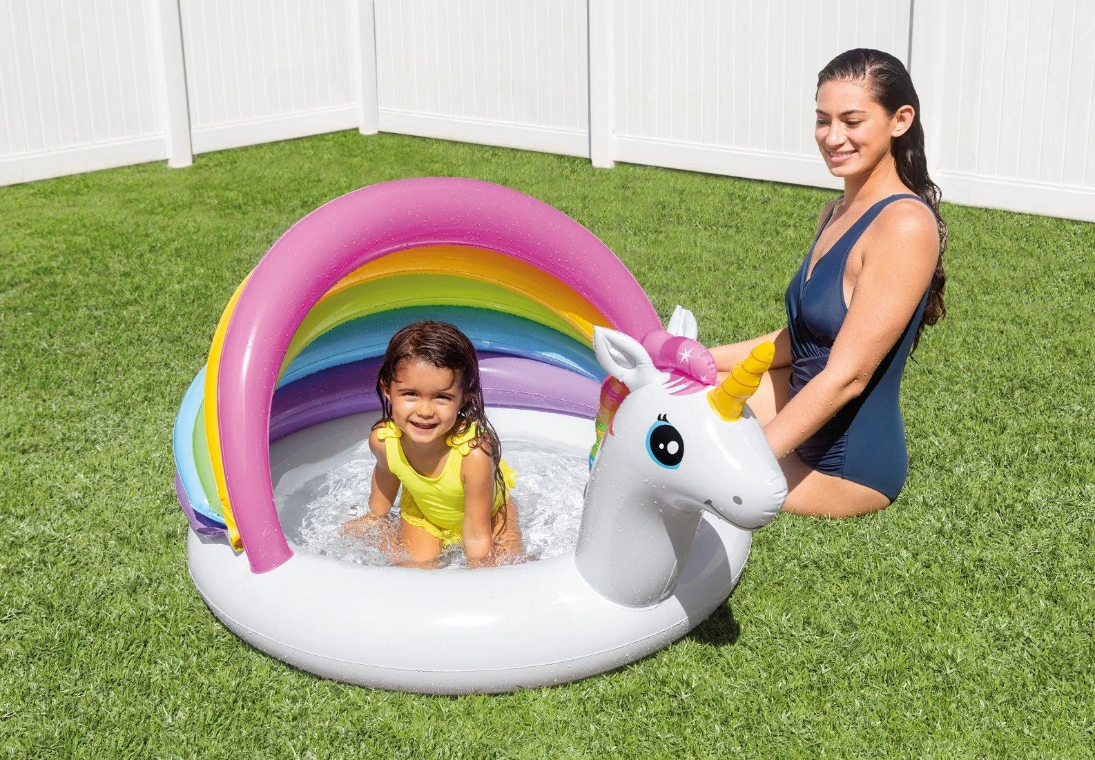 Intex Baby Pool Unicorn Baltas / Spalvotas, Amžius 1-3, 127 x 102 x 69 cm