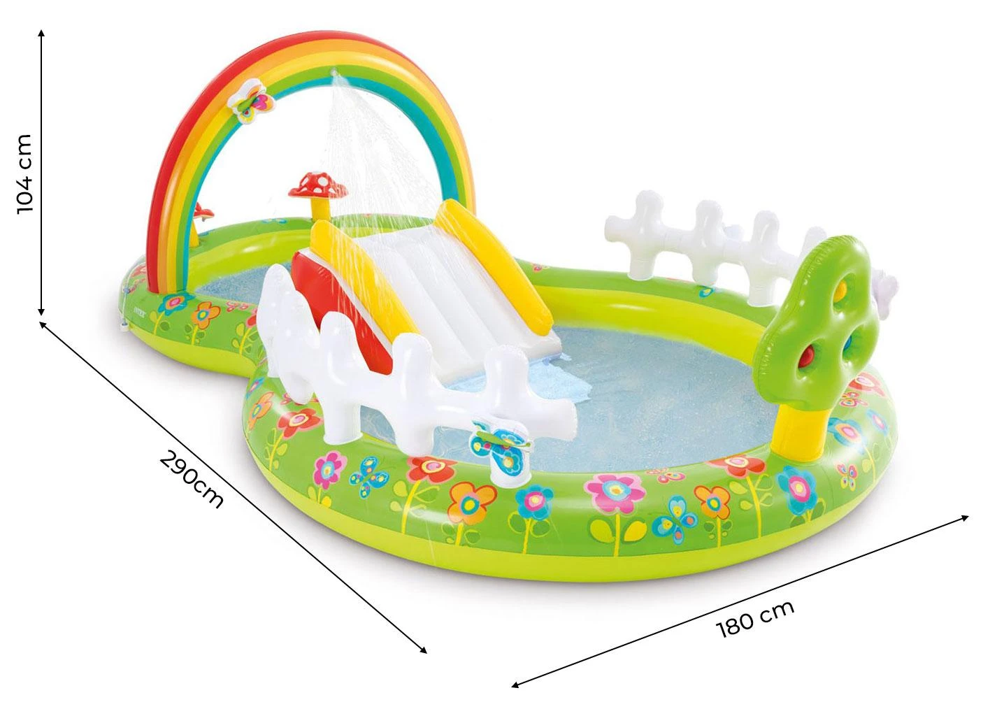 Vandens žaidimų aikštelė-baseinas Intex Rainbow, su čiuožykla, 57154