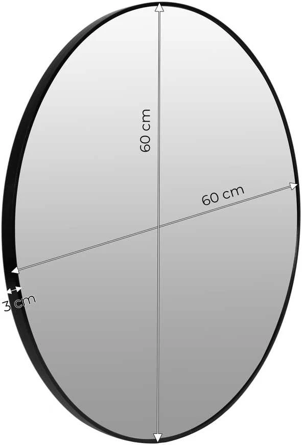 Sieninis veidrodis 60 cm pakabinamas modernus aliuminio rėmas juodas ModernHome