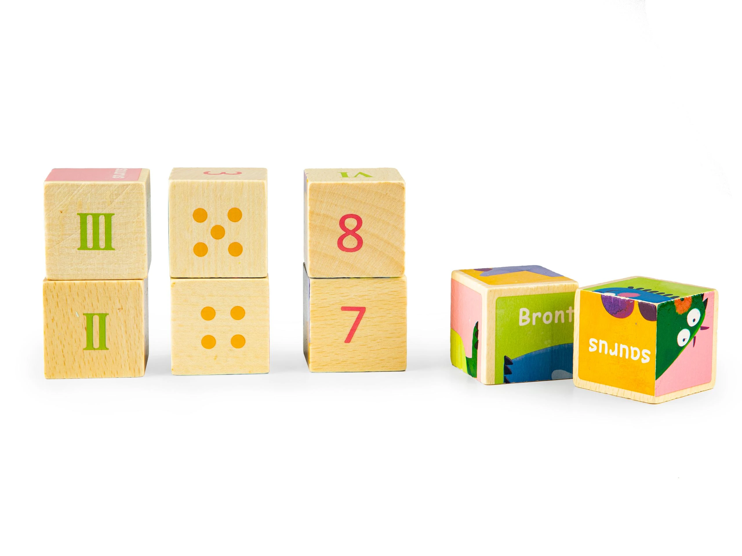 Edukacinė, medinė, kaladėlių dėlionė Ecotoys Dino