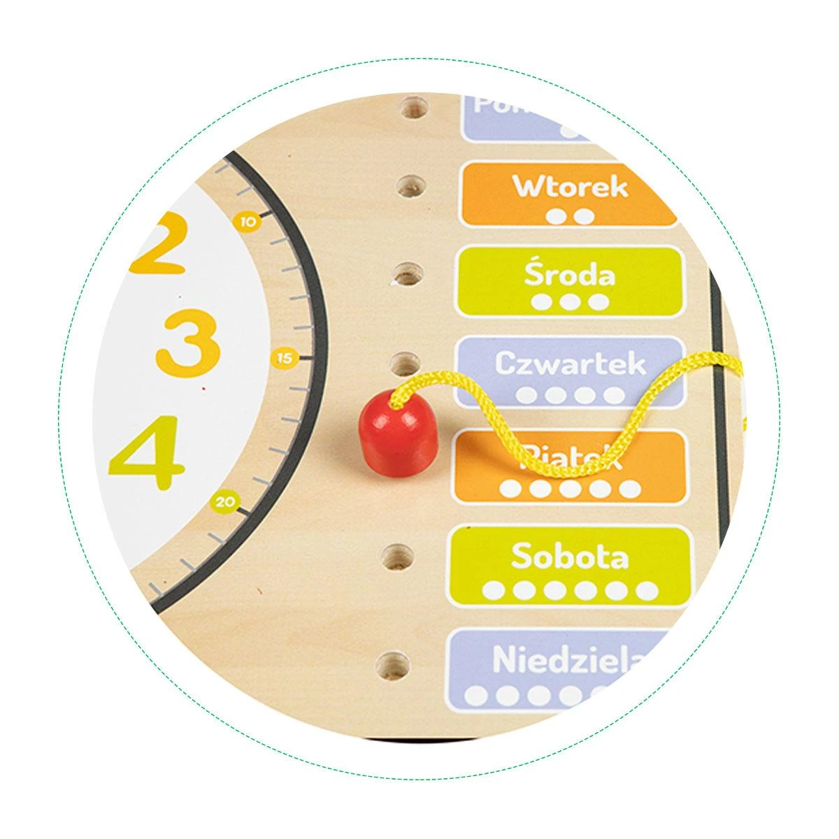 Ecotoys Medinė manipuliavimo lenta su kalendoriumi ir laikrodžiu