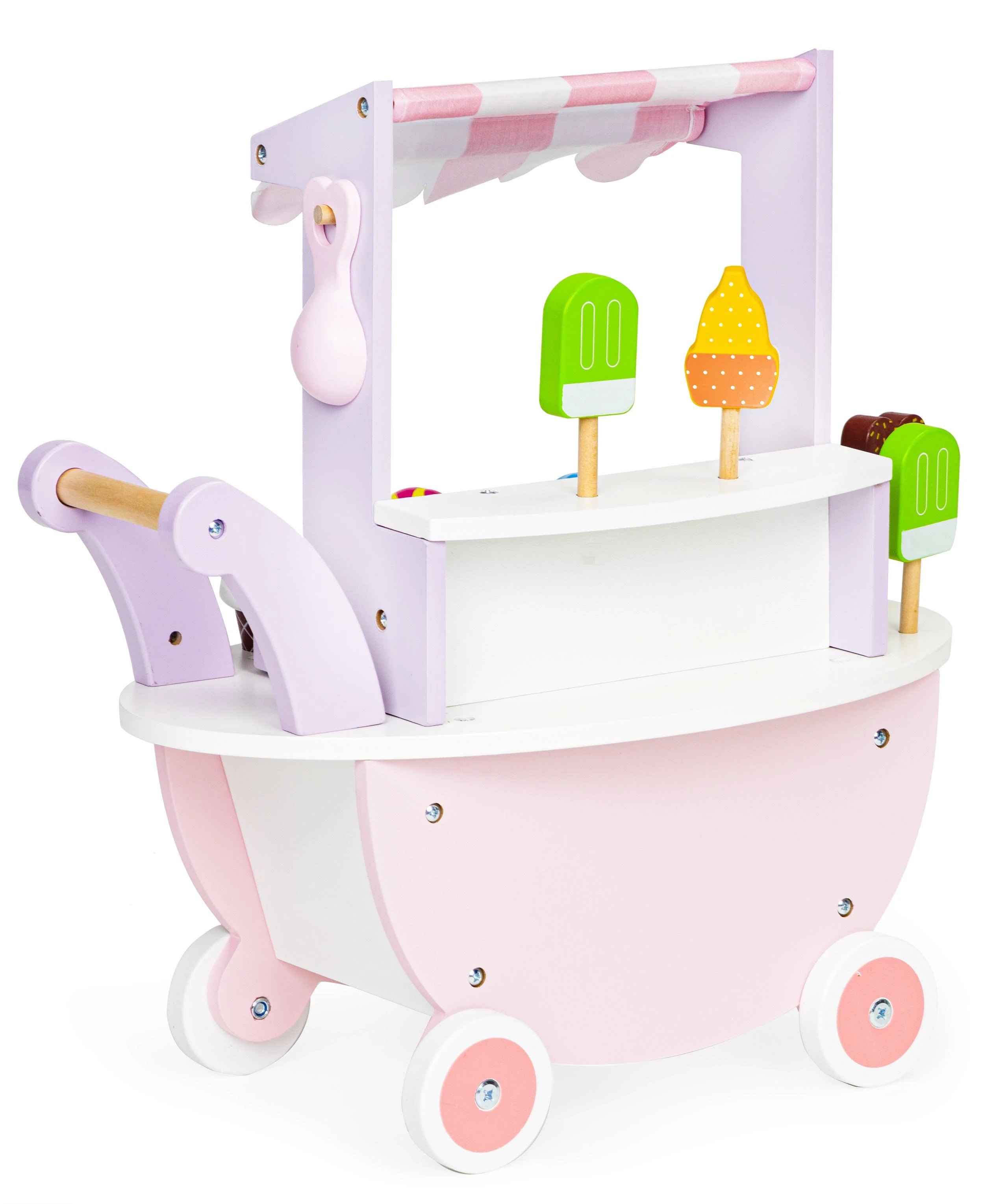 Ecotoys Medinis vežimėlis-ledų parduotuvė vaikams Eco Toys, 12 el