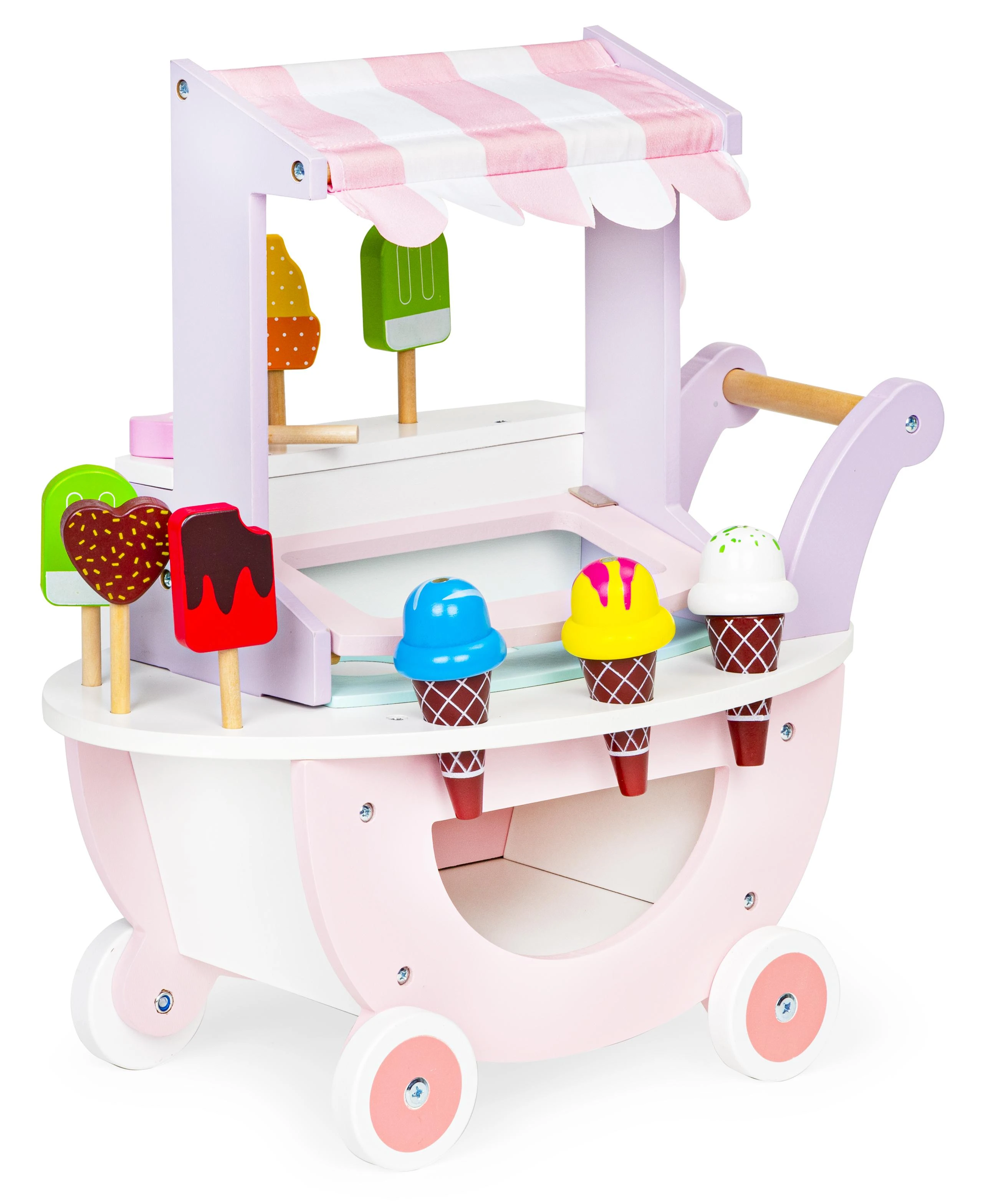 Ecotoys Medinis vežimėlis-ledų parduotuvė vaikams Eco Toys, 12 el
