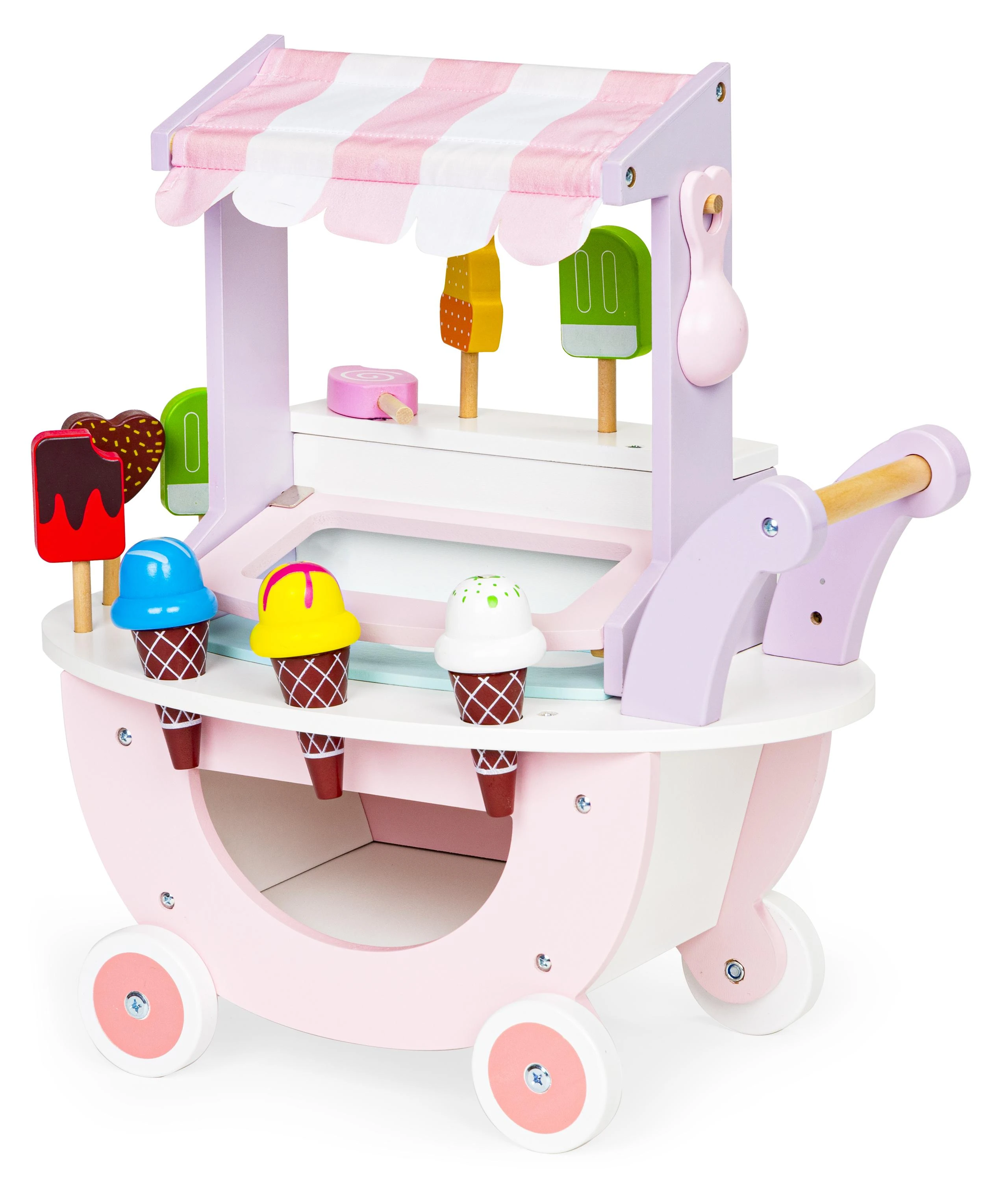 Ecotoys Medinis vežimėlis-ledų parduotuvė vaikams Eco Toys, 12 el