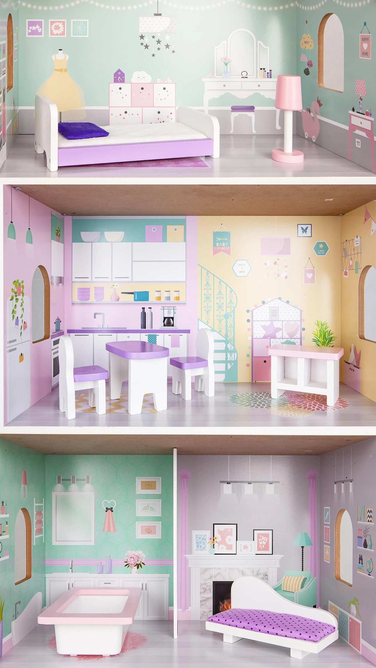 Ecotoys Lėlių namelis medinis Blueberry Residence