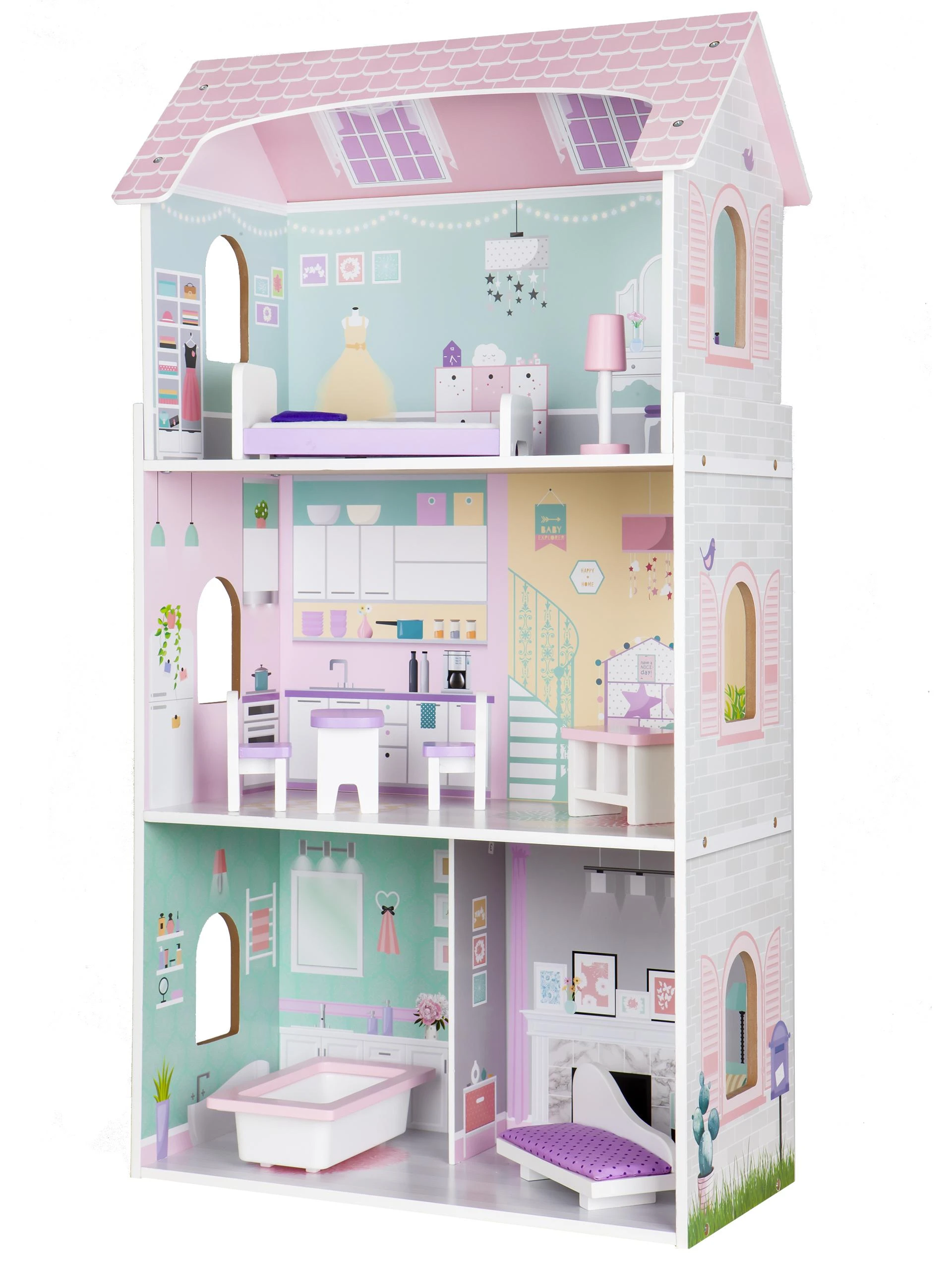 Ecotoys Lėlių namelis medinis Blueberry Residence