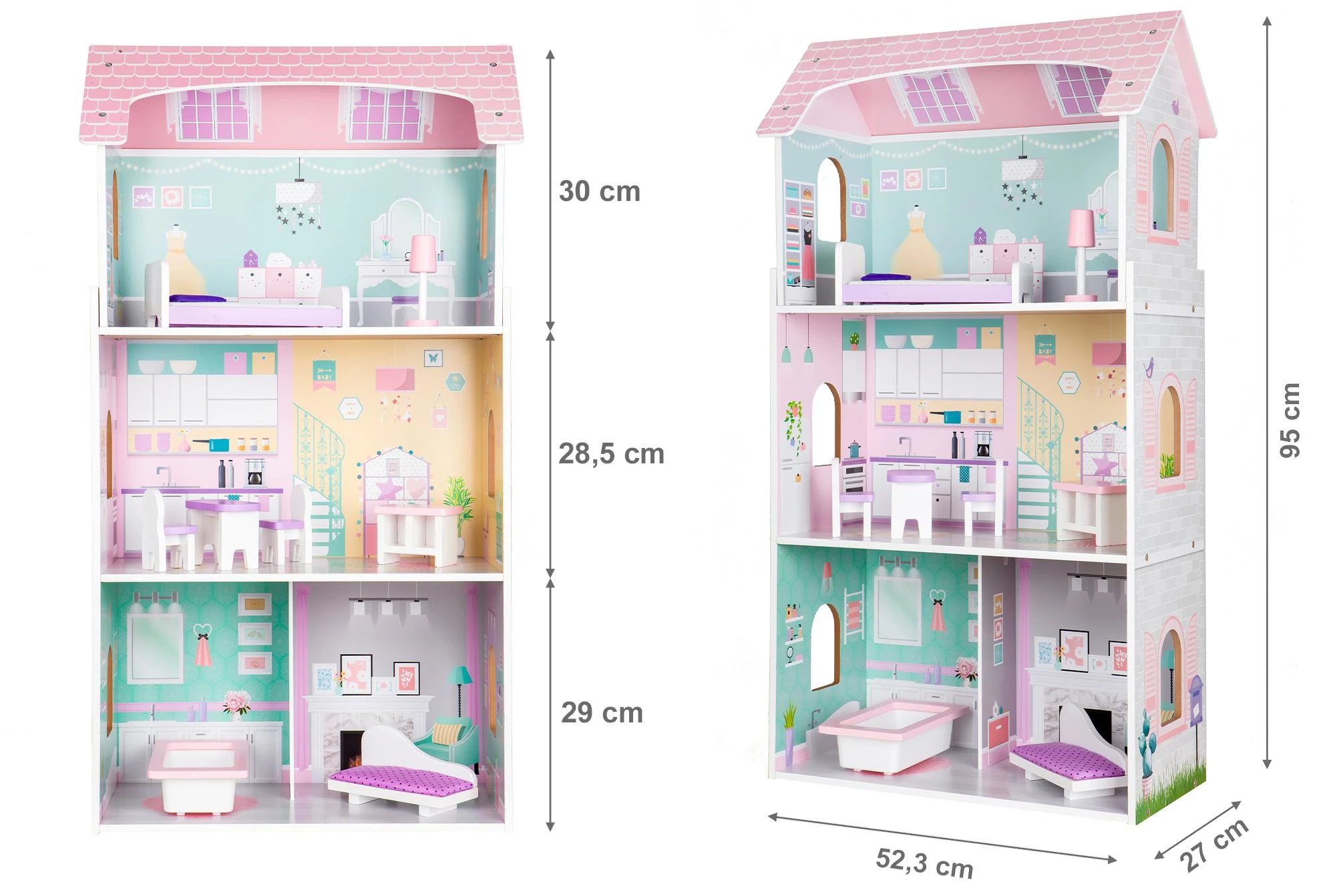 Ecotoys Lėlių namelis medinis Blueberry Residence