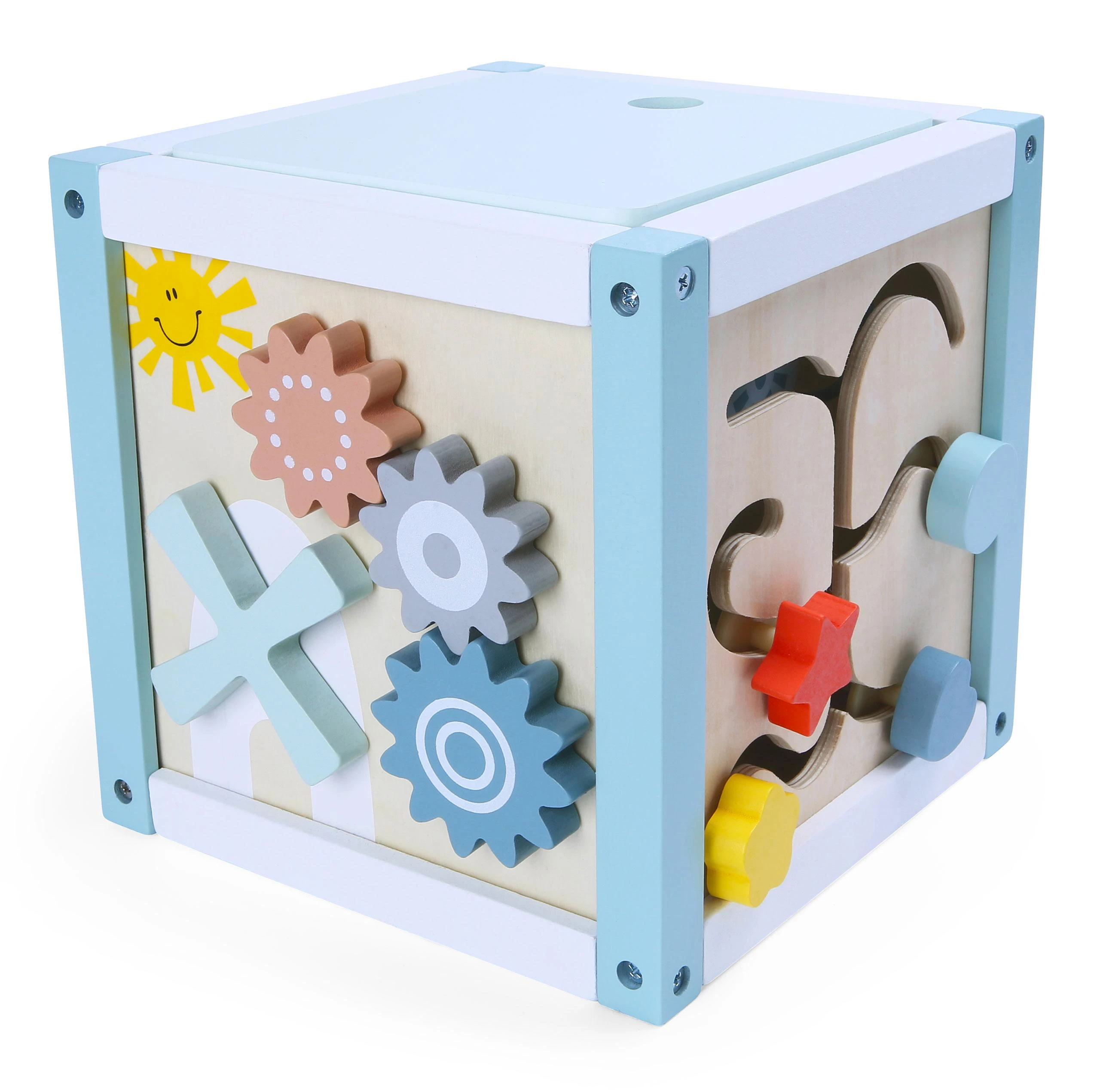 Cube Medinis veiklos kubelių rūšiuotojas su kaladėlėmis Ecotoys