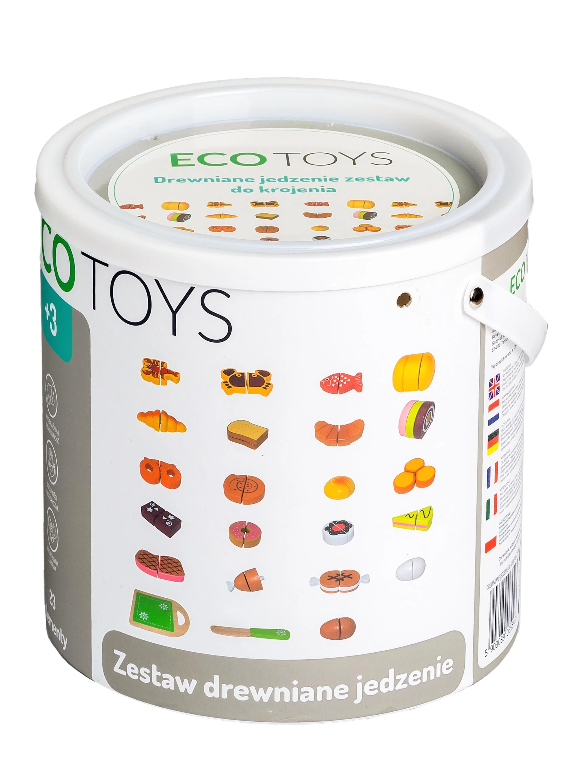 Ecotoys Medinis maisto pjaustymo rinkinys, Eko žaislas 23vnt
