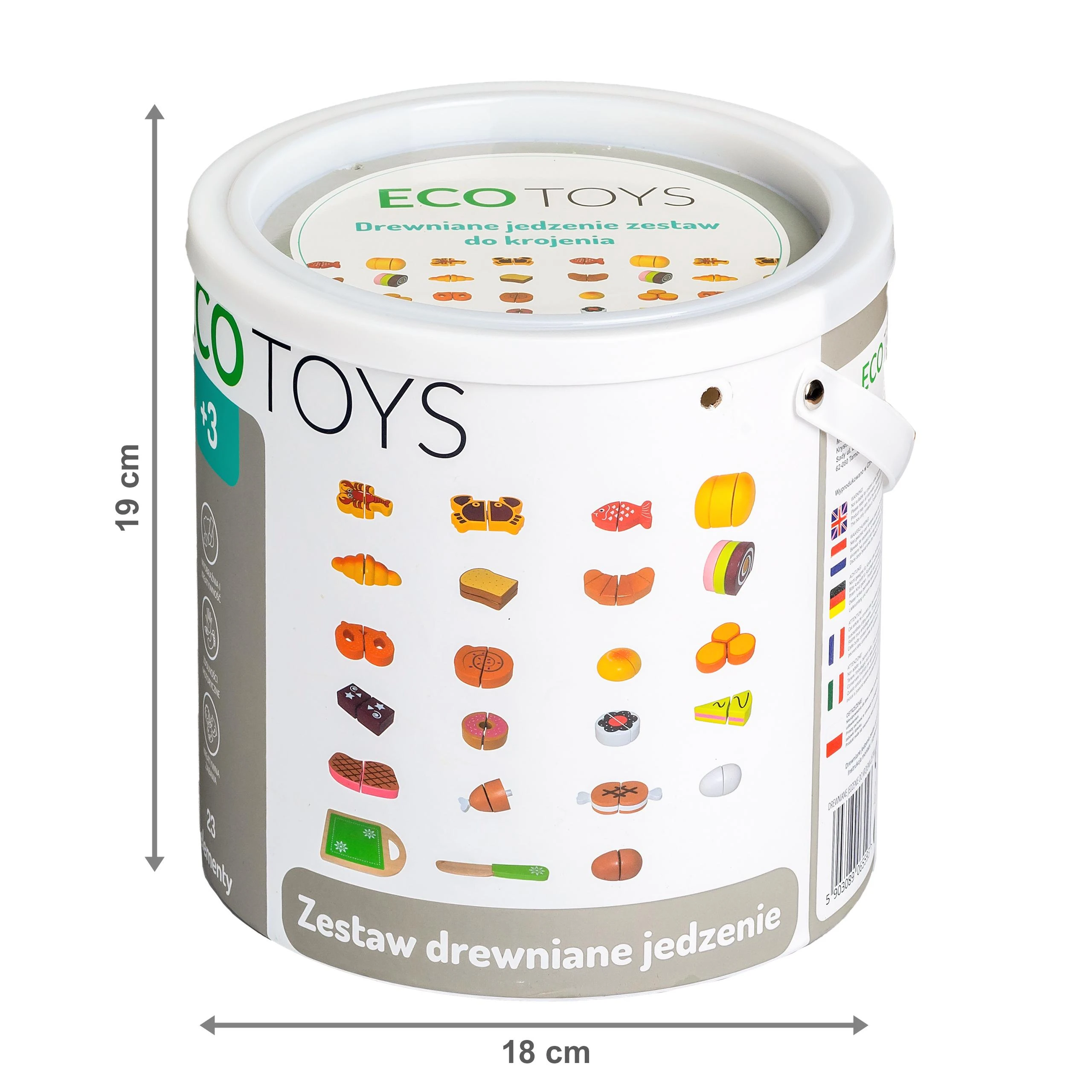 Ecotoys Medinis maisto pjaustymo rinkinys, Eko žaislas 23vnt