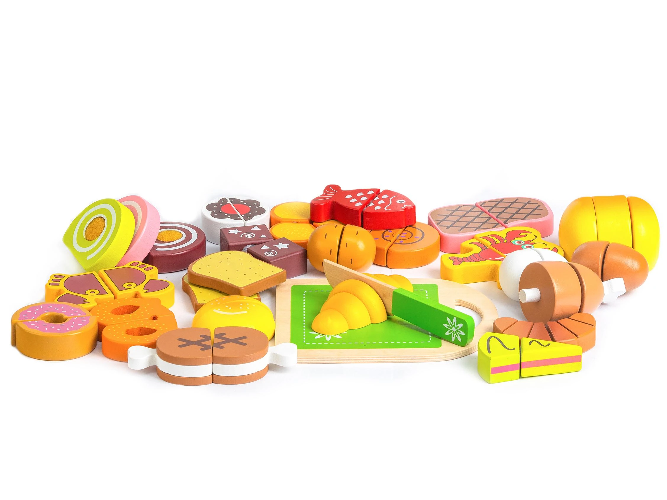 Ecotoys Medinis maisto pjaustymo rinkinys, Eko žaislas 23vnt