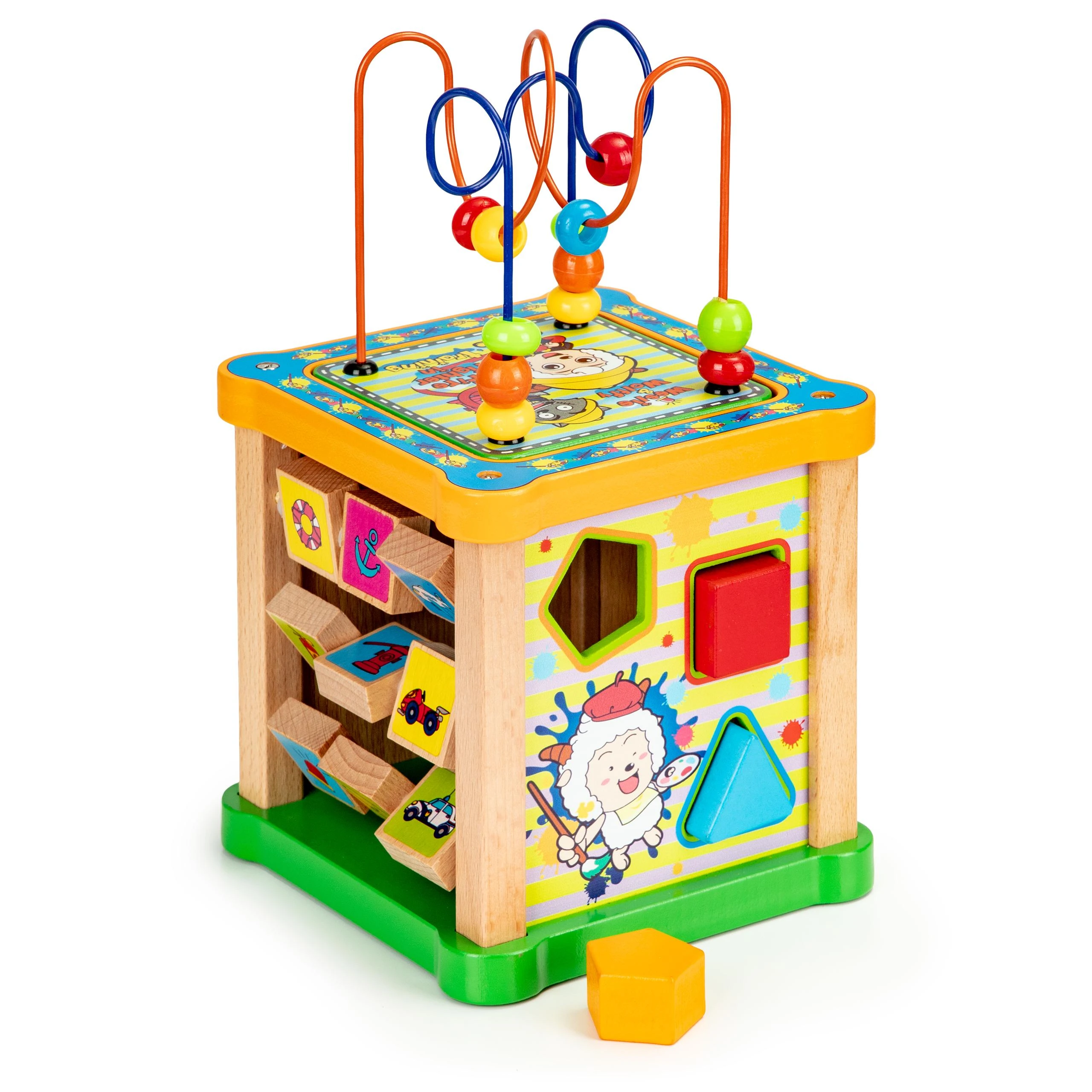 Cube Medinis rūšiuotojas lavinantis kubas + lenta mula Ecotoys