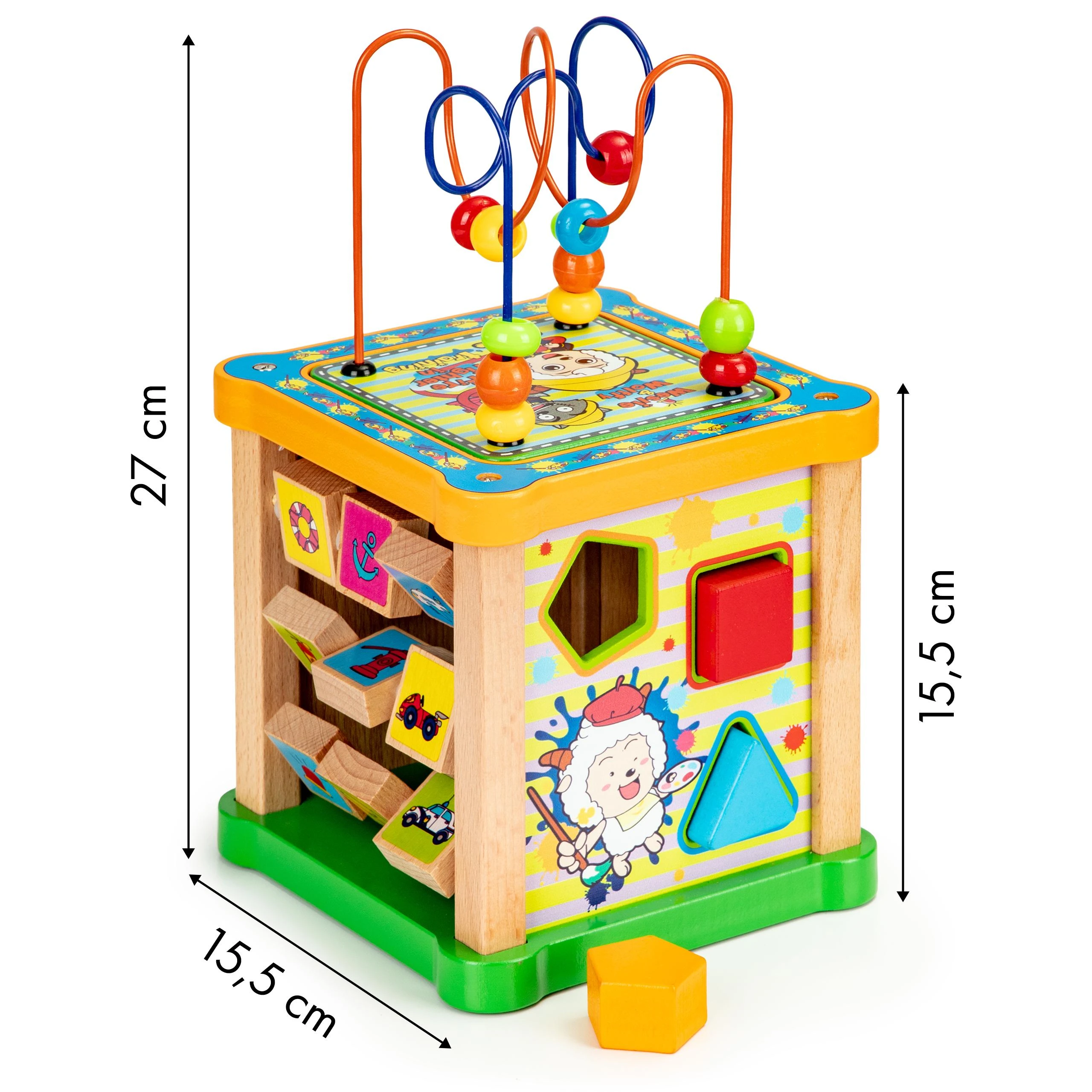Cube Medinis rūšiuotojas lavinantis kubas + lenta mula Ecotoys