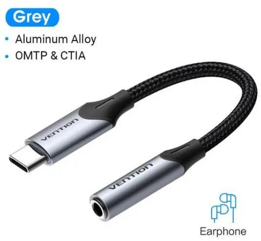 Ausinių lizdo USB-C adapteris iki 3.5 mm Vention BGJHA 0.1 m