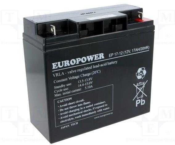 AKUMULIATORIUS 12V 17AH VRLA/EP17-12 EUROPOWER EMU