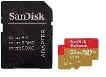 Atminties kortelė SanDisk Extreme Micro SDHC 32GB + SD Adapteriai veiksmo sporto kameroms - Twin Pack - 100MB/s A1 C10 V30 UHS-I U3; EAN: 619659155117