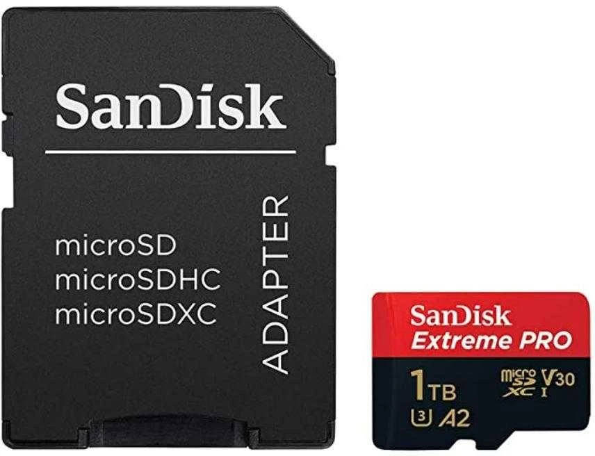 Atminties kortelė SanDisk Extreme PRO Micro SDXC 1TB + SD adapteris + 2 metai RescuePRO Deluxe iki 200 MB/s ir 140 MB/s Skaitymo / rašymo greitis A2 C10 V30 UHS-I U3