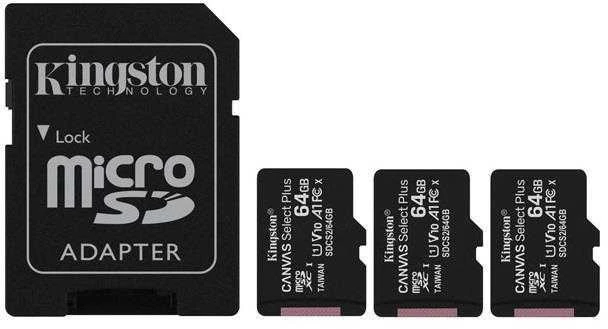 Atminties kortelė KINGSTON 64 GB Micro SDXC CANVAS GO! PLUS GEN4 200MB/S A2 U3 V30 KORTELĖ + ADAPTERIS