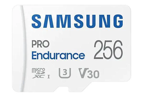 Atminties kortelė Samsung PRO Endurance microSD 256 GB, Baltos spalvos aprašymas - Prekės nuotrauka