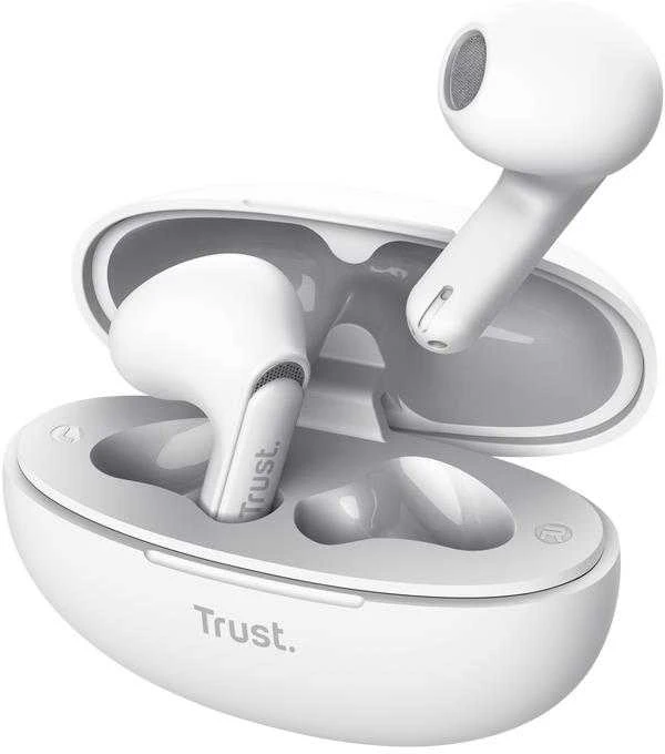 Trust Yavi - Belaidės ausinės Įstatomos į ausis (į ausis įkišamos tipo) ausinės Bluetooth TWS su etui ładującym & ENC (Baltas)