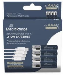 BATTERY RECH. LI-ION AAA 1.5V/500MAH 4P MRBAT160 MEDIARANGE