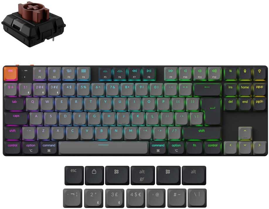 Klaviatūra Keychron K1 Max (Juoda) - Low profile Gateron Raudona Switches