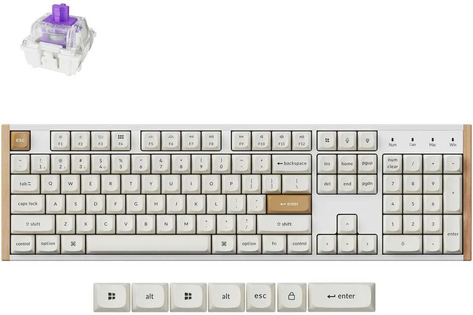 Keychron K10 HE Wireless (K10H-Q1) – US išdėstymas – Gateron Magnetic Nebula – Baltas (Balta) Magnetinė Belaidė Žaidimų Klaviatūra