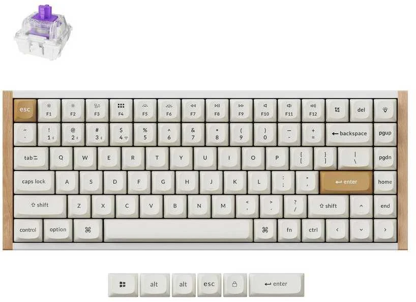 Klaviatūra žaidimams Keychron K2H Gateron Double-Rail Magnetic Nebula belaidė magnetyczno-mechaninė su pašvietimu balta