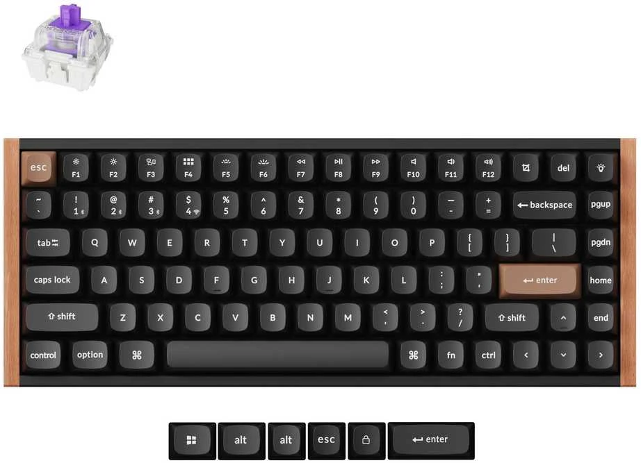 Keychron K2 HE Wireless (K2H-F1) - US išdėstymas - Hot-Swappable Gateron Magnetic Nebula - Carbon Juodas (Juoda) Magnetinė Belaidė Žaidimų Klaviatūra