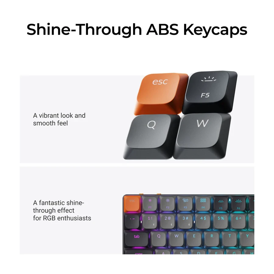 Belaidė mechaninė klaviatūra Keychron K3 Version 3 (K3X-B4) | RGB | Banana tipo jungikliai