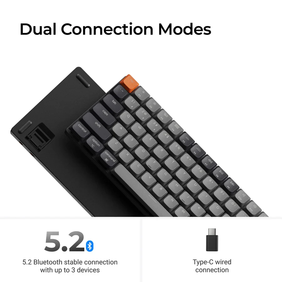 Belaidė mechaninė klaviatūra Keychron K3 Version 3 (K3X-B4) | RGB | Banana tipo jungikliai