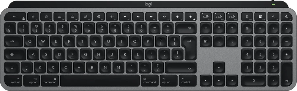 Belaidė klaviatūra „Logitech MX Keys S for Mac“, 100 % (pilno dydžio), grafito spalvos su foniniu apšvietimu