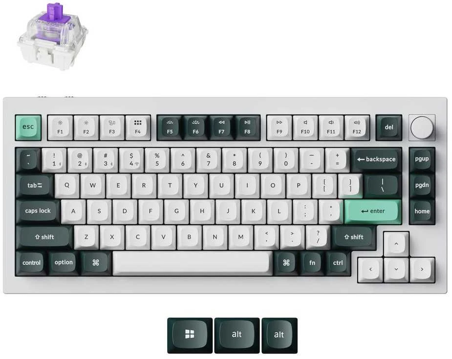 Klaviatūra žaidimams Keychron Q1 HE Gateron Double-Rail Magnetic belaidė magnetyczno-mechaninė su pašvietimu balta
