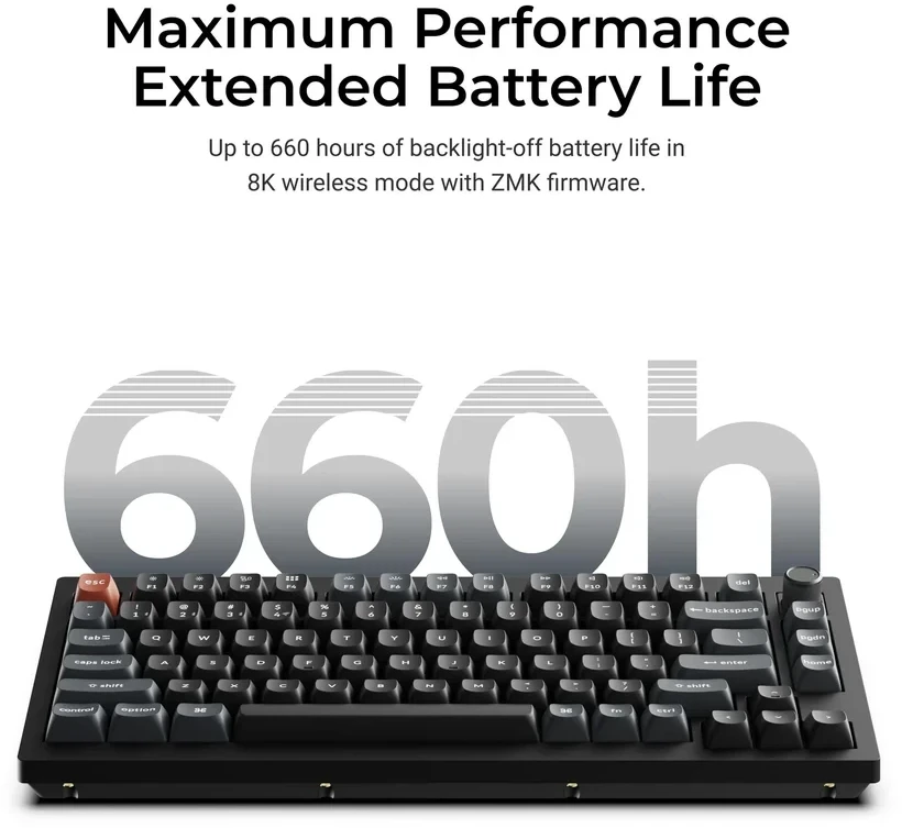 Belaidė mechaninė klaviatūra Keychron V1 Ultra Wireless (V1U-D3) | Hot Swappable | RGB | Rudi (brown) jungikliai