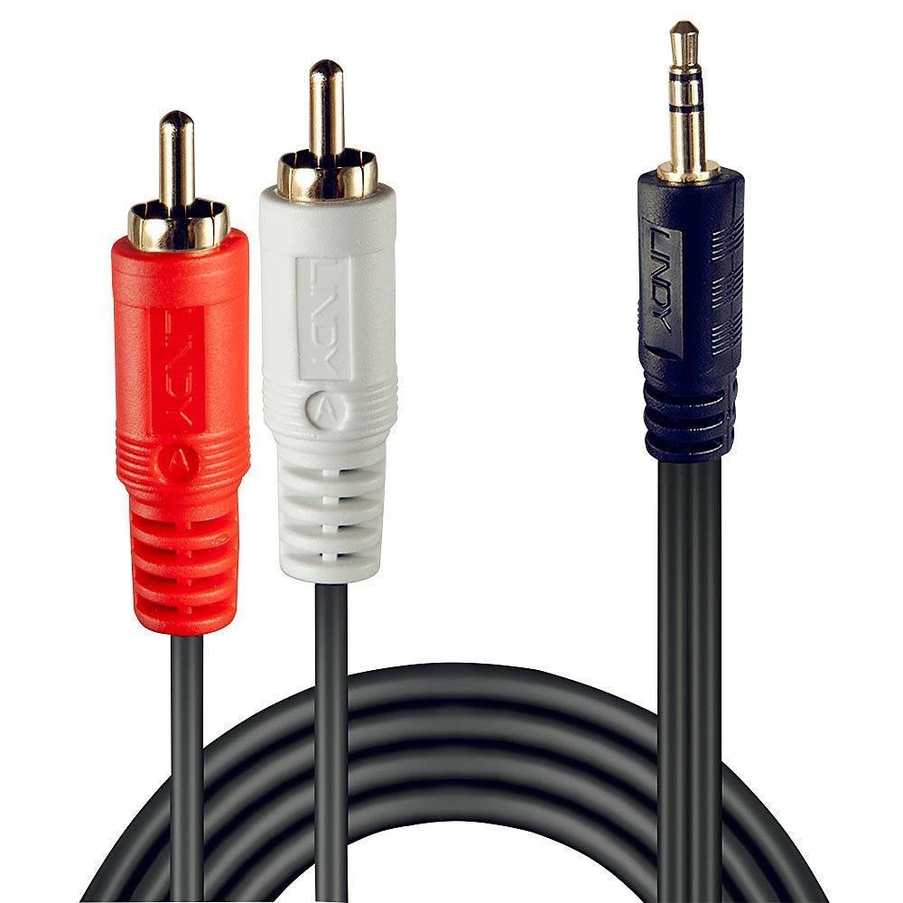 LINDY 3.5 mm - 2xRCA garso kabelis su spalvotais kištukais