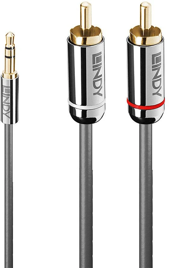 Garso Kabelis - LINDY Cromo Line 3.5mm iki Phono Garso Kabelis M/M, 2 m, Antracito Spalva