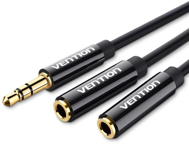 Vention garso skirstytuvas AUX 3.5mm iki 2x3.5mm BBSBY 0.3m - juoda