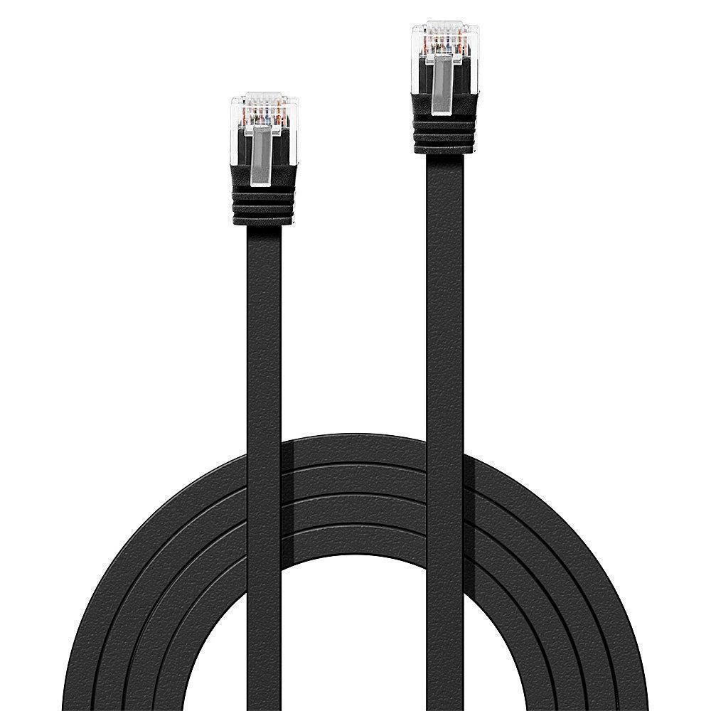 Lindy Patchcord RJ45, 3m, plokščias, juodas (47523)