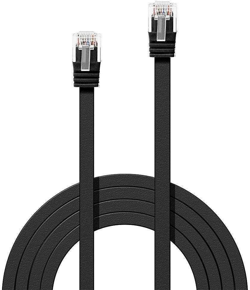 Tinklo Kabelis - LINDY Cat.6 U/UTP Plokščias Tinklo Kabelis, RJ45, M/M, 250MHz, 32AWG, 5 m, Juodas
