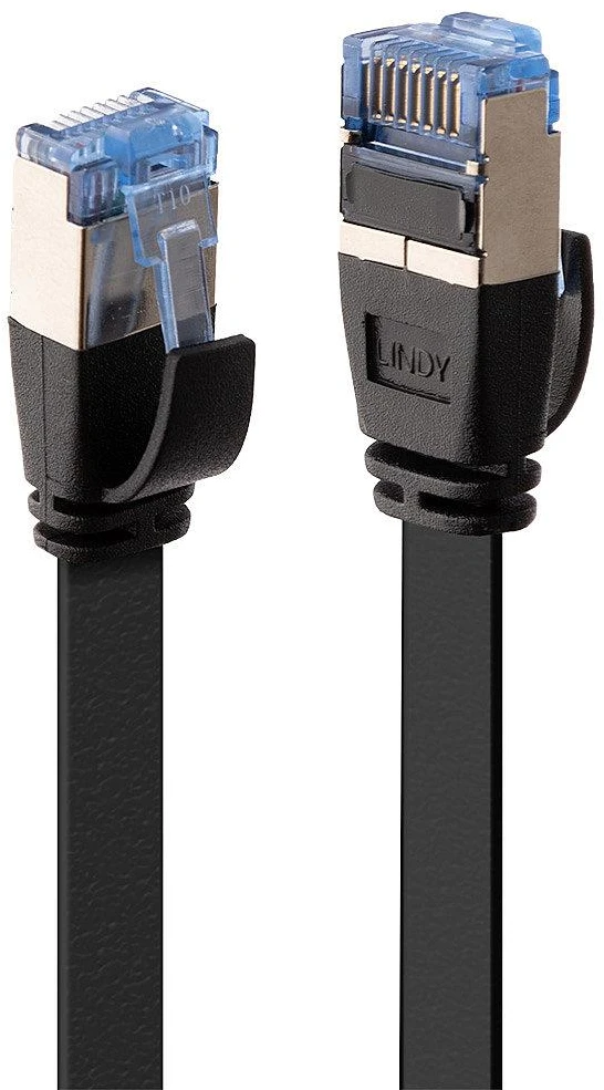 Tinklo Kabelis - LINDY Cat.6A U/FTP Plokščias Tinklo Kabelis, RJ45, M/M, 500MHz, 32AWG, 2 m, Juodas