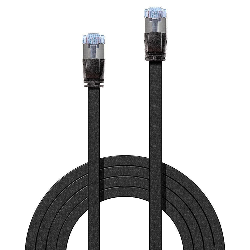 Tinklo Kabelis - LINDY Cat.6A U/FTP Plokščias Tinklo Kabelis, RJ45, M/M, 500MHz, 32AWG, 2 m, Juodas