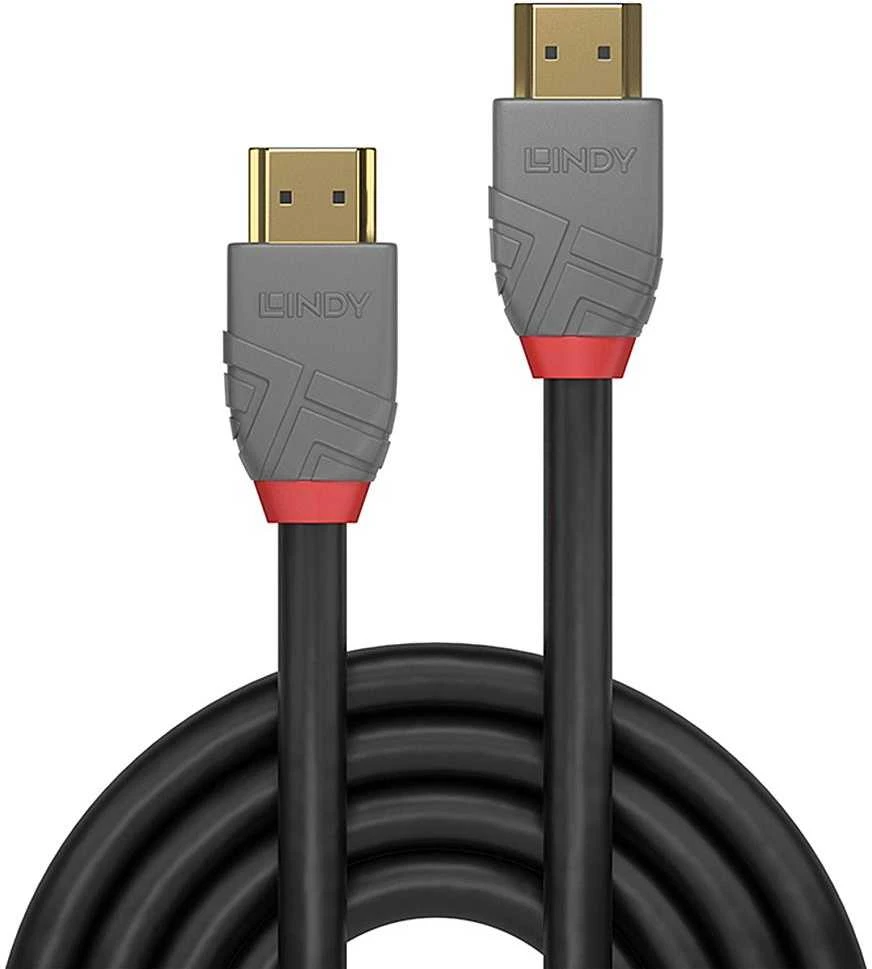 HDMI Laidas - LINDY Anthra Line HDMI Laidas, Spartaus Greičio, 18Gbps, 4096x2160@60Hz, M/M, 0.5 m, Juodas