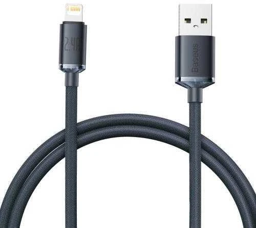 Baseus Crystal Shine kabelis USB į Lightning, 2.4A, 2m juodos spalvos