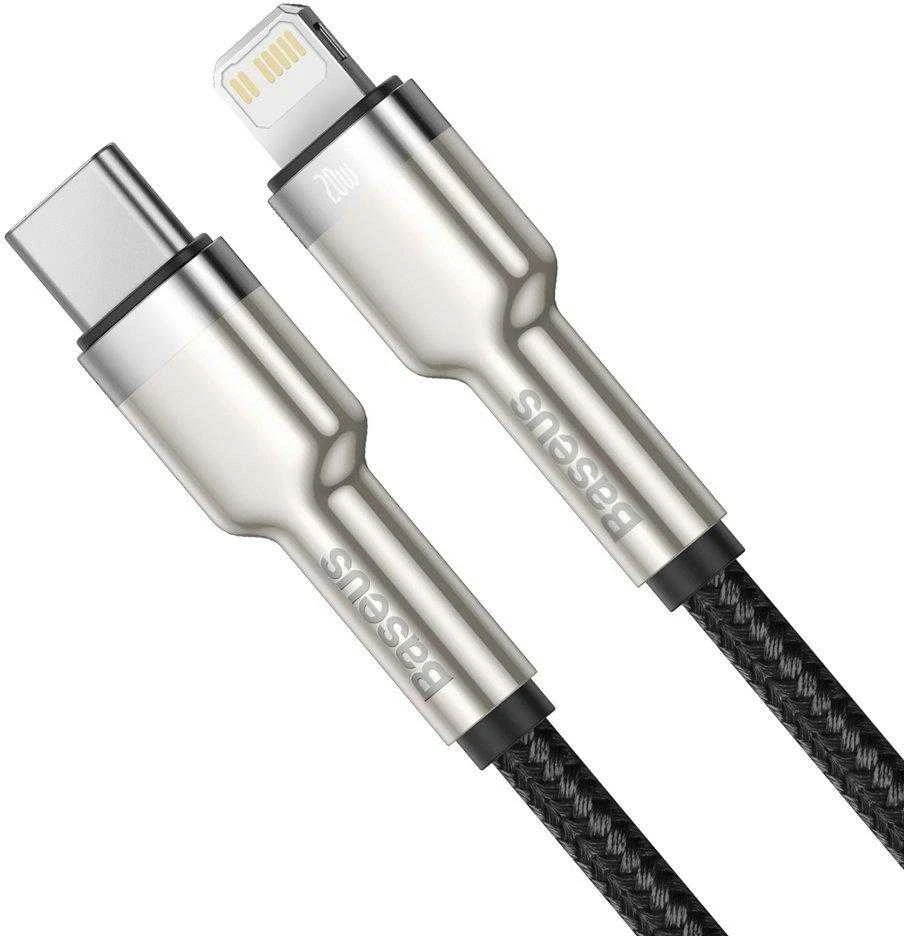 Baseus Cafule Metalinis duomenų kabelis USB Type C/ Lightning - 20W Maitinimas 0.25m, Juodas (Juodas)